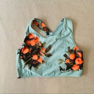 Albion Blue Clementine Print Swim Top Sports Bra